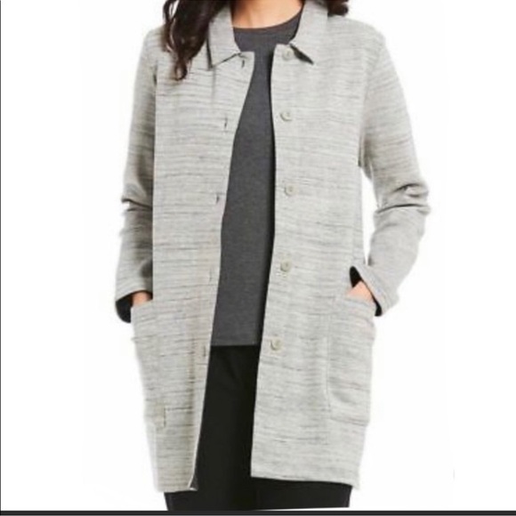 Eileen Fisher Chevron Knit Long Shacket Size M - Picture 9 of 12